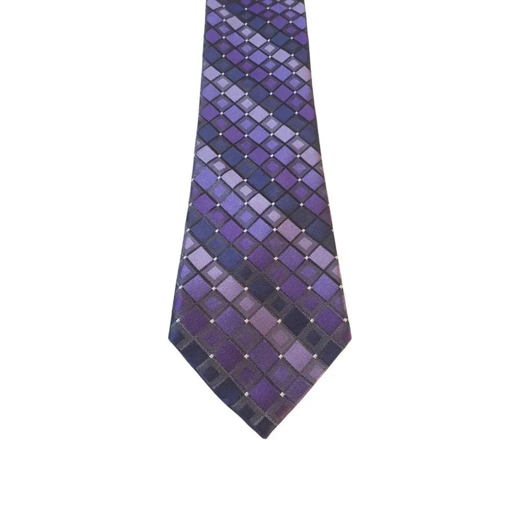 CK Calvin Klein Neck Tie Mens Luxury Purple Geometric Preppy Power Business‎